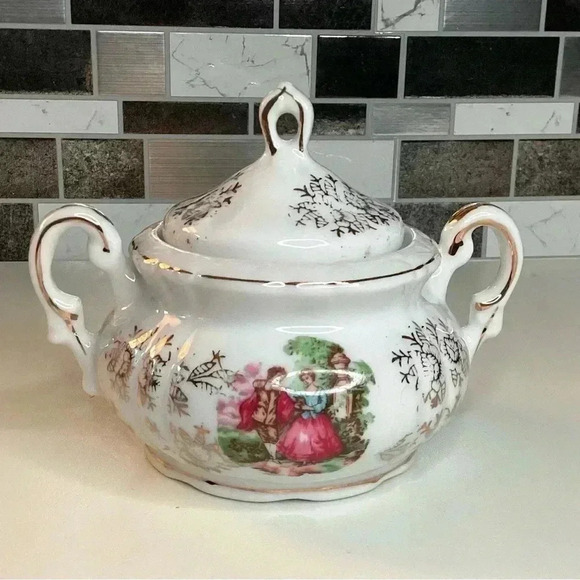 Royal Vienna Vintage Bone China Pattern 2303 Romance Sugar Bowl W/Gold Design - Picture 4 of 10
